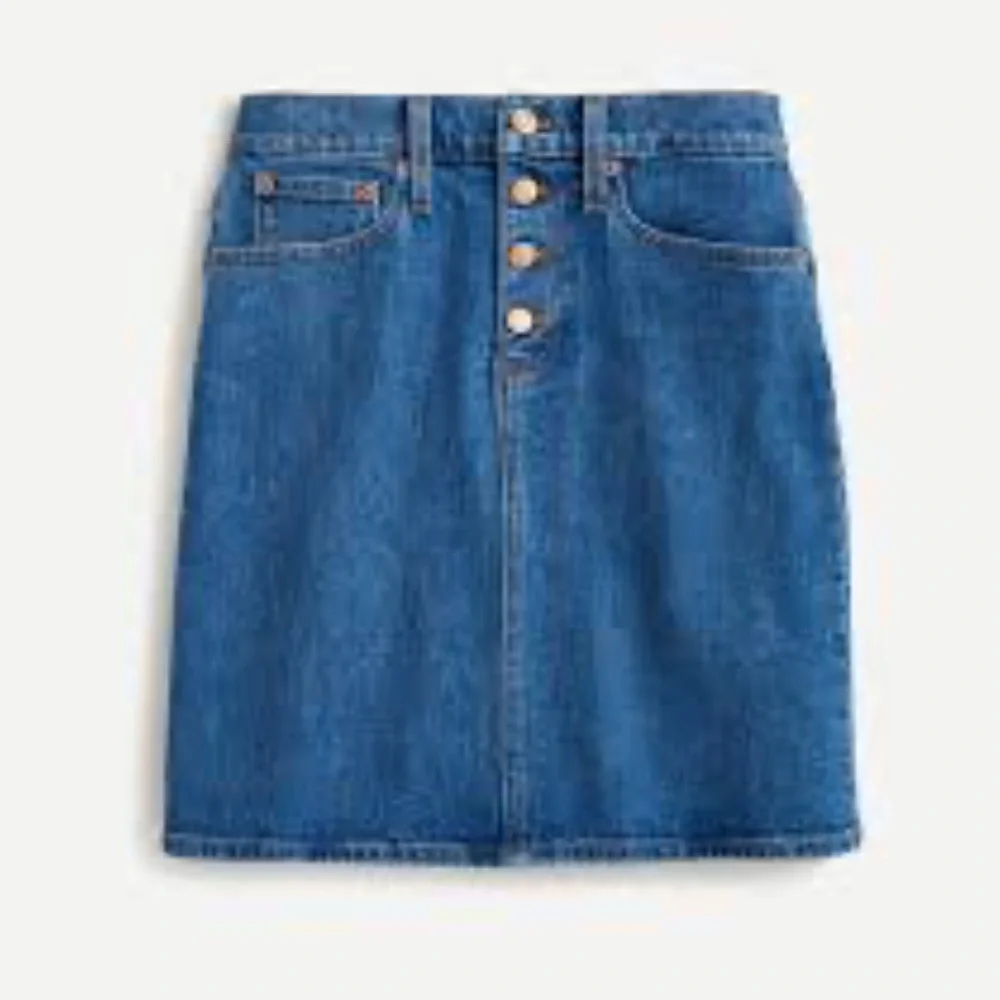J.Crew Button Front Denim Jean Mini Skirt Size 32 Classic Minimalist Spring